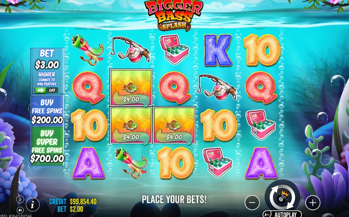 Fish symbols showing money values after a base game win