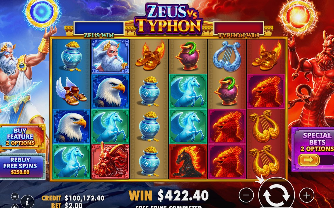 Win screen of a paid combination on the 6x4 grid