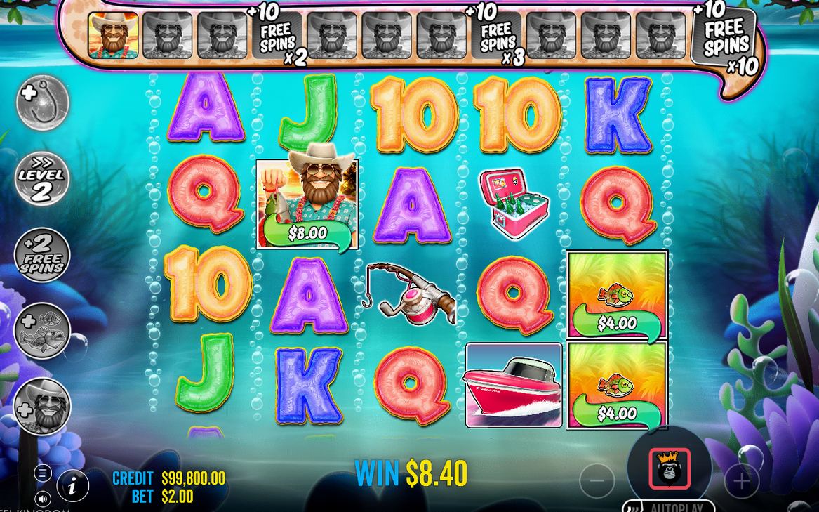 Free Spins counter with spins left and the multiplier ladder